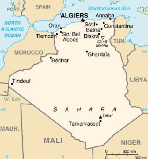 Peta Aljazair