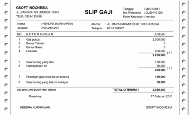 5 Format dan Contoh Slip Gaji Karyawan Bank » CariGaji.com
