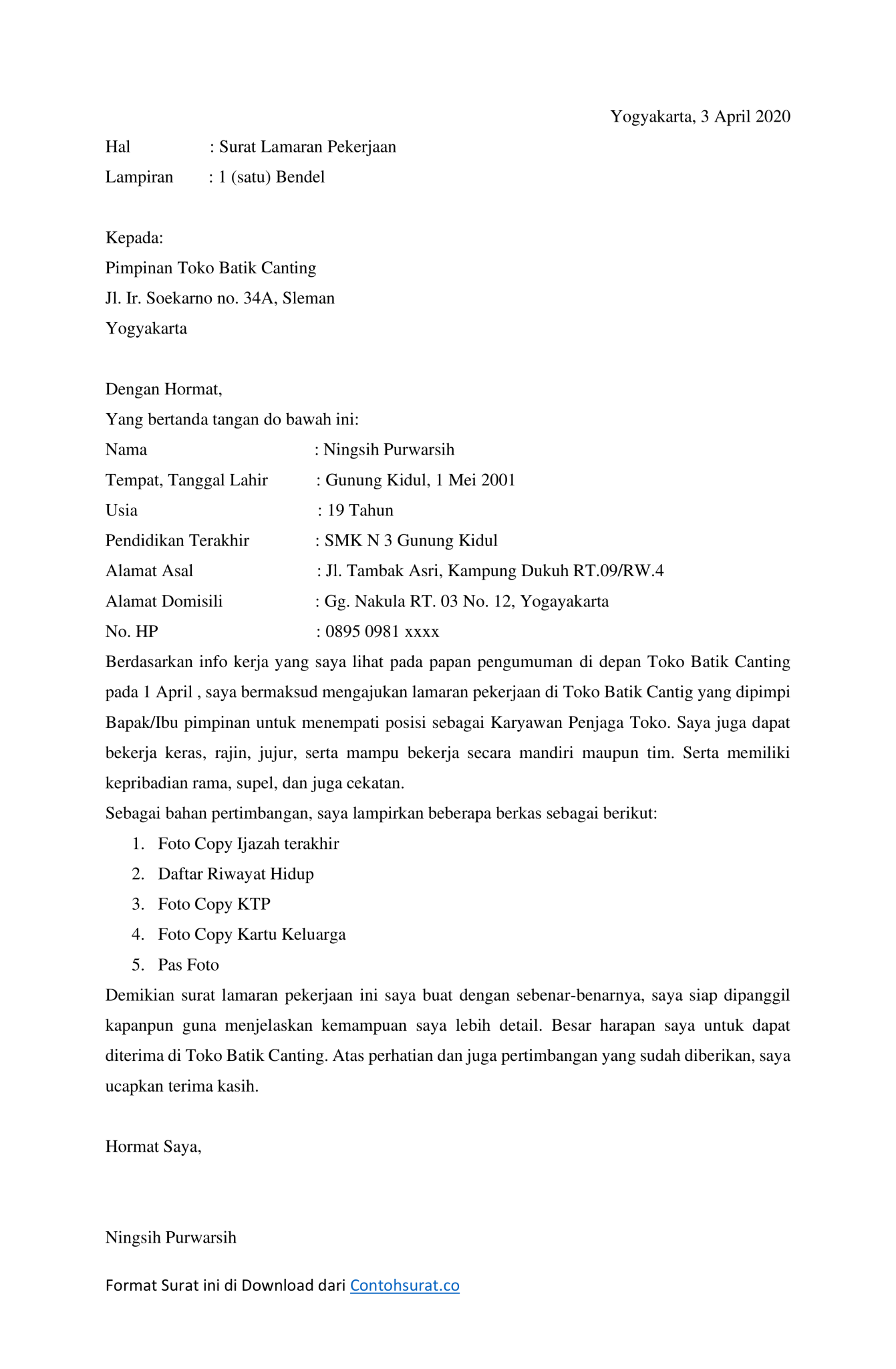 15 Contoh Surat Lamaran Kerja Yang Benar Langsung Download Document 15 Contoh Surat Lamaran Kerja Yang Benar Langsung Download Document